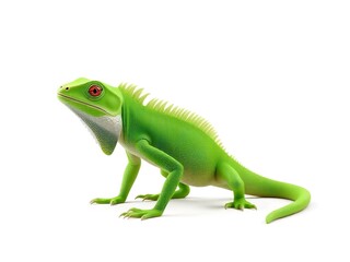 Fototapeta premium Cute iguana cartoon 3d rendering illustration