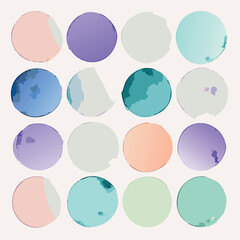 Wedding color idea 2021 trend. Watercolor dot collection. Hand painted Spots on white background. Round, circle Isolated. Blobs of different color. watercolor palette vector illustration. 