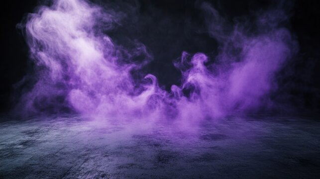 Ethereal purple smoke swirling in dark atmosphere - Powered by Adobe