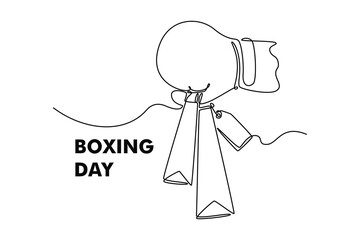 Boxing Day Sale Concept. Single line draw design vector graphic illustration.