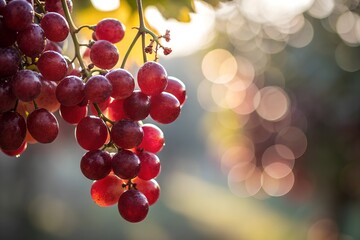 closeup of red grapes with bokeh background