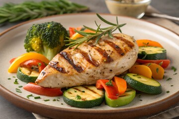 Grilled chicken fillet with vegetables for a nutritious balanced meal