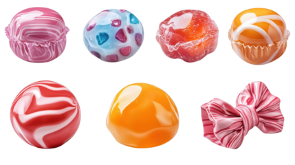Set of colourful Candie isolated on white background 