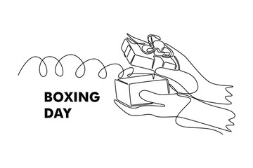 Boxing Day Sale Concept. Single line draw design vector graphic illustration.
