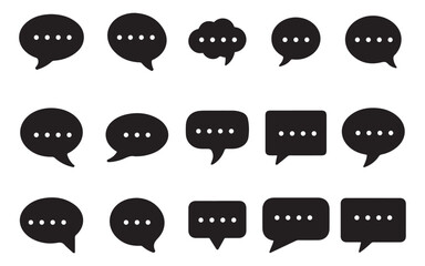 Fototapeta premium Collection of Black Speech Bubbles with Dots vector art 