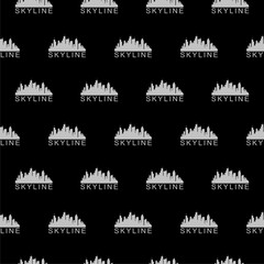 Skyline icon pattern seamless isolated on black background