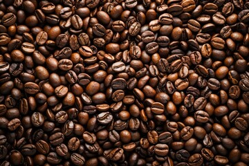Fototapeta premium Big pile of fresh roasted coffee beans. Image illustrated food for advertisement