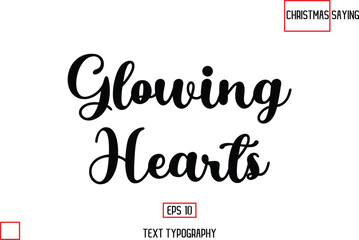 Glowing Hearts Christmas Text Saying Cursive Typography Lettering