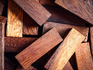 Top view wooden block background and log backdrop