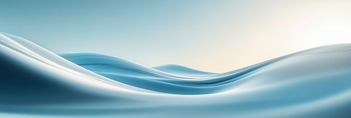 Obraz premium A serene landscape featuring smooth, rolling waves in shades of blue, with a bright horizon suggesting tranquility and calmness.