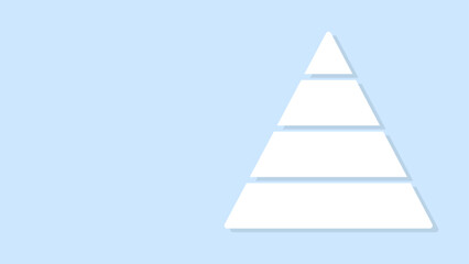 White pyramid shape divided into four horizontal sections against a light blue background, symbolizing hierarchy or structure