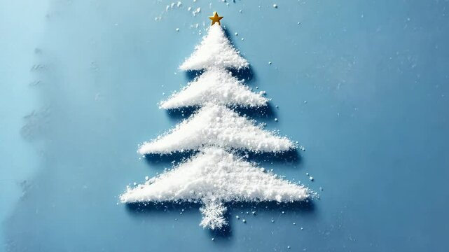 Snowflakes create a winter tree design on a blue background for holiday decor inspiration