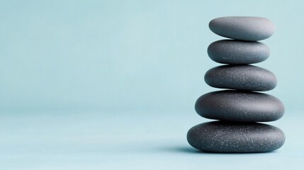 Stacked Smooth River Stones with Soft Lighting and Minimalist Backdrop