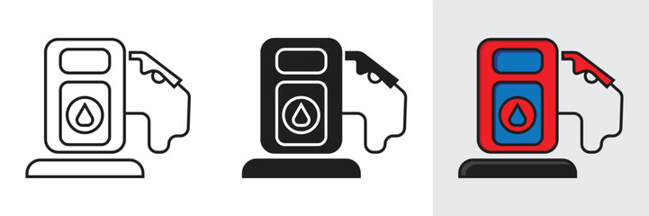Gasoline and electric filling station icon vector illustration. Vehicle charging vector icon for apps, web and entertainment.