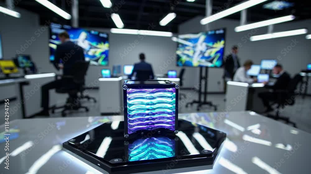 Fototapete high-tech innovation at a modern engineering design lab showcasing advanced simulations and collabor