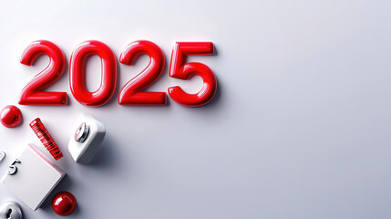 2025 Calendar highlights tax deadlines and coin values. Vibrant Red 2025 Numbers with Colorful Decorative Elements
