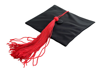 graduation cap with a red tassel on white background.PNG