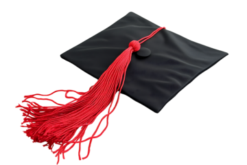 graduation cap with a red tassel on white background.PNG