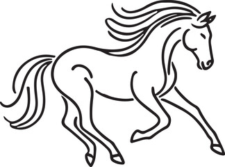 Silhouette of a galloping horse, perfect for equestrian-themed designs, wildlife illustrations, sports graphics, and minimalist vector art projects.