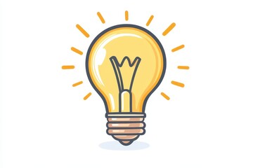 Bright light bulb shining with inspiration and creativity in a minimalist design setting