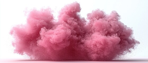Fototapeta premium A vibrant pink cloud of smoke or powder, creating a dynamic and artistic visual effect.