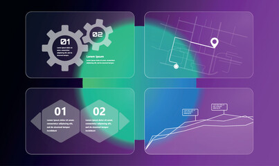 Fototapeta premium Modern infographic template with glass, gradient bubbles and minimalist design elements. Perfect for presentations, business processes, marketing strategies and data visualization