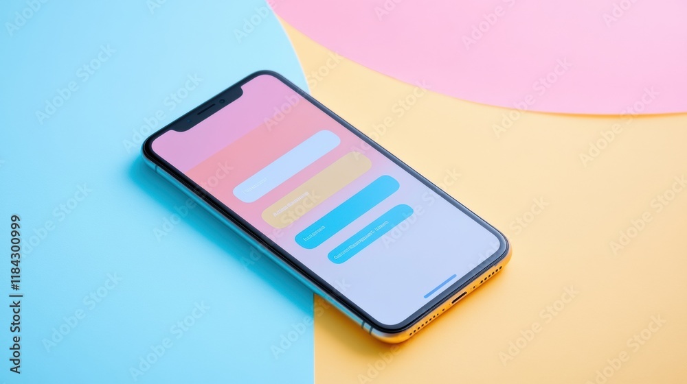 Aufkleber modern smartphone close up showing a messenger chat on a colorful background during daytime. generat
