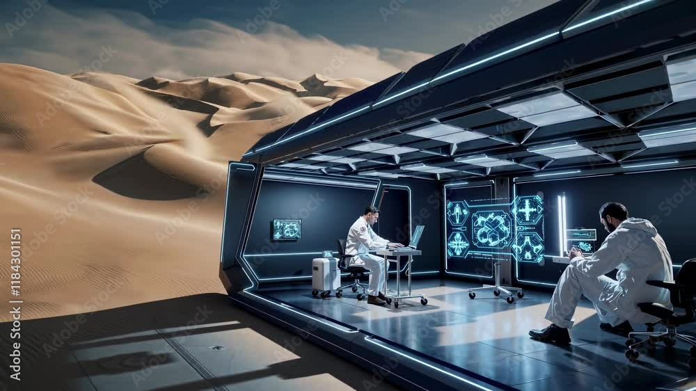 Leinwandbilder Researchers work in a high-tech facility in the desert exploring advanced data and technology