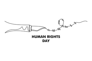 International Human Rights Day Concept. Single line draw design. Full length animation illustration. High quality 4k footage.