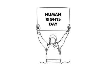 International Human Rights Day Concept. Single line draw design. Full length animation illustration. High quality 4k footage.