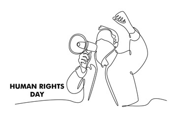 International Human Rights Day Concept. Single line draw design. Full length animation illustration. High quality 4k footage.