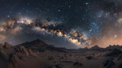Panorama milky way galaxy with stars and space dust in the universe 