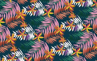 Seamless  Abstract tropical foliage background design for surfaces 