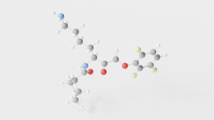 atuzaginstat molecule 3d, molecular structure, ball and stick model, structural chemical formula gingipain inhibitor