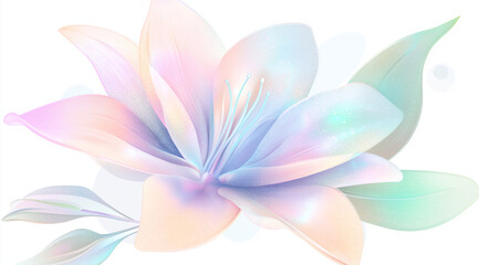 A delicate pastel-colored lily flower designed in a soft clipart style, featuring gentle hues on a transparent background, provided in high-quality PNG format for versatile use