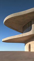 Fototapeta premium Curved Concrete Building Exterior 3D Render