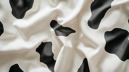 A cow print pattern with irregular black and white patches, giving a playful look.