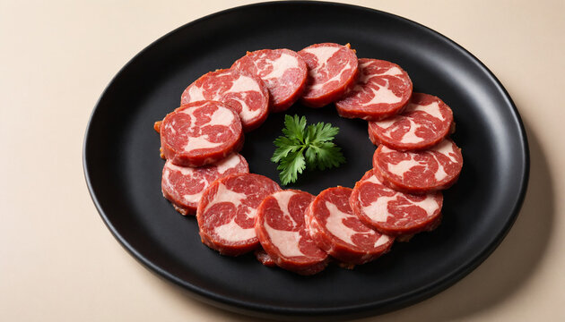Lukanka Sliced Dry-Cured Sausage Circular Arrangement Appetizer