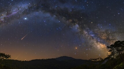 Fototapeta premium Panorama milky way galaxy with stars and space dust in the universe 