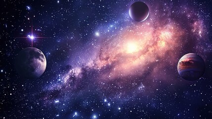 Panorama milky way galaxy with stars and space dust in the universe 