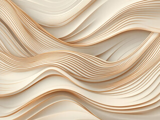 Creamy Beige 3D Wave Abstract Background