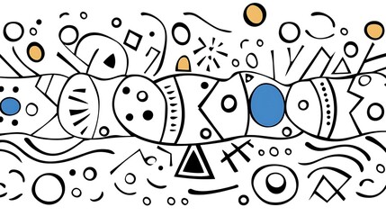 Abstract Geometric Pattern  Black and White Doodle Art  Modern Design Background