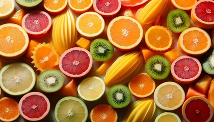 a sea of vivid clean tropical fruit pieces
