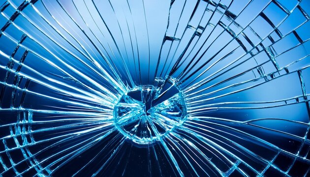 abstract royal blue broken glass cracks mirror shatter outcomes anime caricature fashion background from generative ai