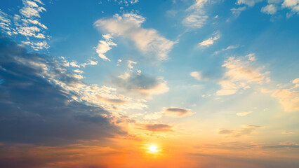 Sunset sky for background or sunrise sky and clouds the morning.