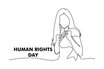International Human Rights Day Concept. Single line draw design. Full length animation illustration. High quality 4k footage.
