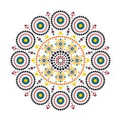 Mandala ethnic pattern design. Aboriginal round boho style pattern. Dot painting illustration. Transparent PNG design.