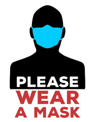 Please wear face mask sign PNG. Isolated flat face mask symbol. Transparent PNG design.