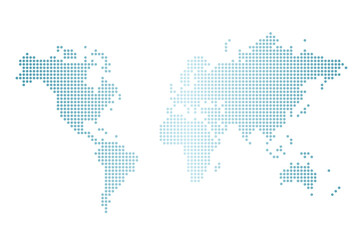 World map PNG. Simple dot style world map - dotted technology style. Transparent PNG design.