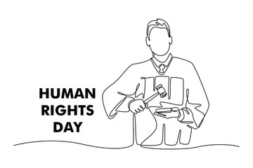 International Human Rights Day Concept. Single line draw design. Full length animation illustration. High quality 4k footage.